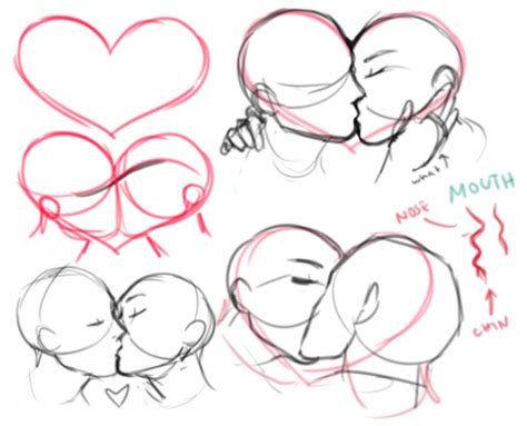 how to draw people kissing pose