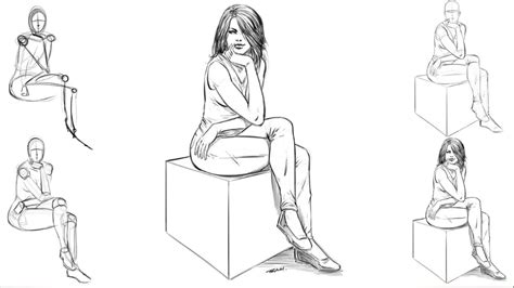 how to draw sitting