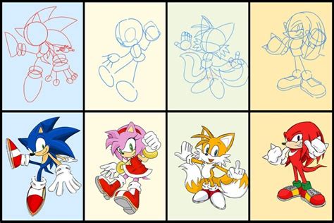 how to draw sonic characters kissing