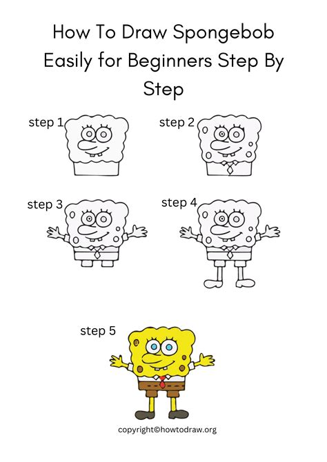 how to draw spongebob step by step for beginners Easy Drawings