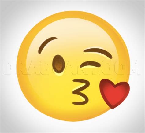 how to draw the kissing face emoji easy