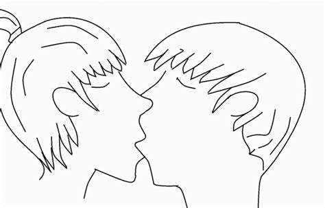 how to draw two person kissing face image