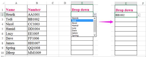 how to drop down numbers in excel
