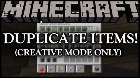 how to duplicate items in minecraft creative