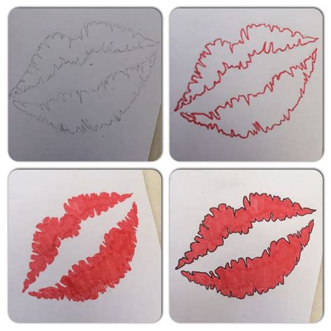 how to easily draw kiss lipstick