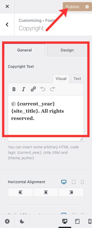 how to edit copyright in wordpress