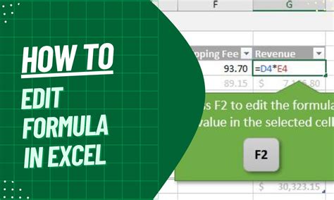how to edit the formula in excel