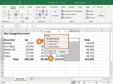 how to eliminate cells in excel