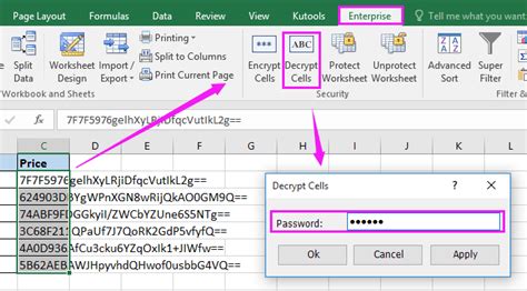 how to encrypt in excel