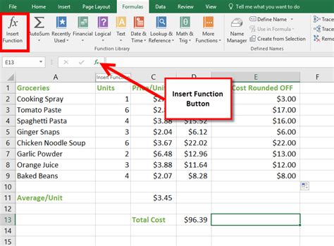 how to enter a function in excel