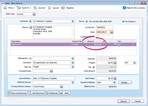how to enter a refund in myob