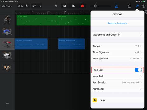 how to fade in garageband ipad