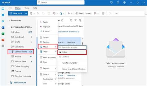 how to find deleted mail in outlook
