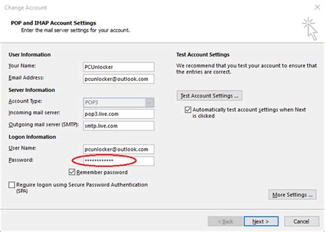 how to find my password in outlook