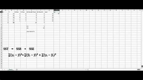 how to find sse in excel