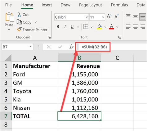 how to find the sum in excel