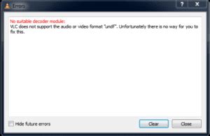how to fix undf error in vlc