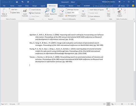 how to format apa bibliography in word