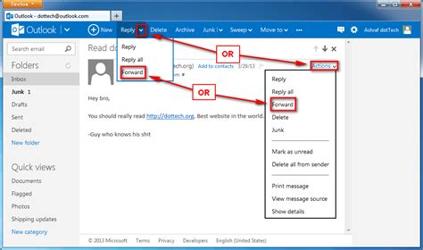 how to forward email in outlook