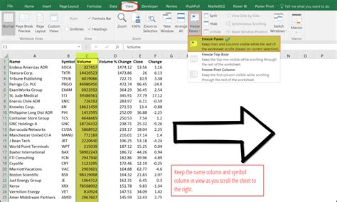 how to freeze columns in excel