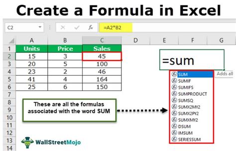 how to generate a formula in excel