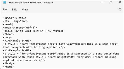 how to give bold in html