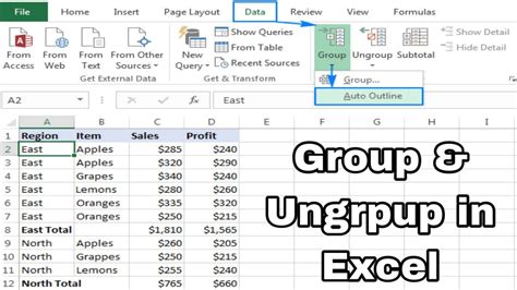 how to group and ungroup in excel