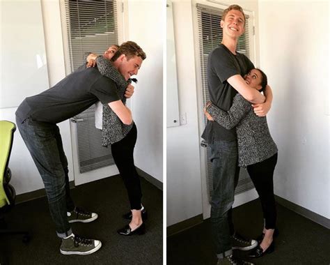 how to hug a very tall guy gif