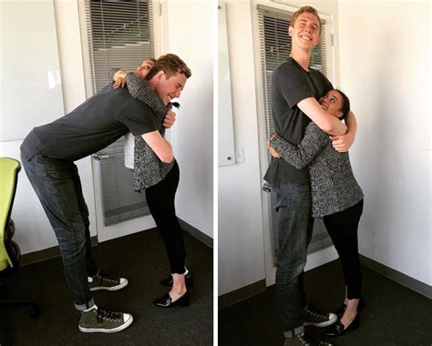 how to hug really tall guys face meme