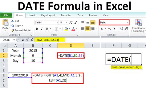 how to include date in excel formula