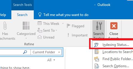 how to index in outlook