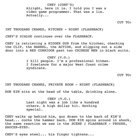 how to indicate flashback in a screenplay
