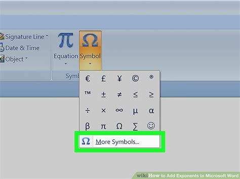 how to insert a exponent in word