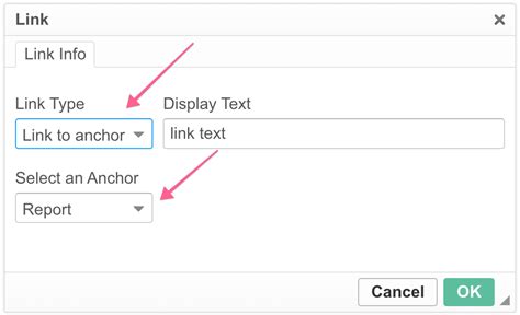 how to insert anchor in word