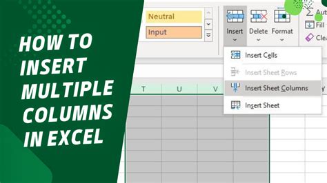 how to insert more columns in excel