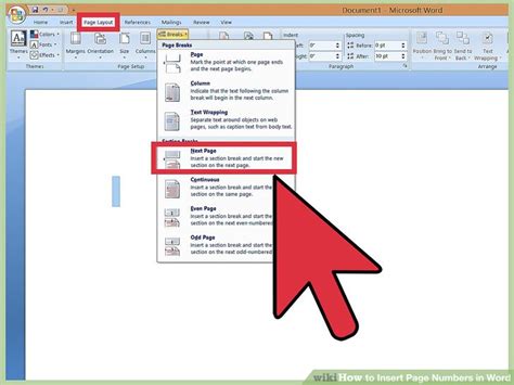 how to insert number page in word