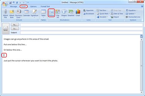 how to insert picture in outlook email