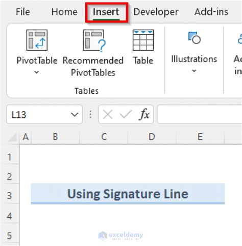 how to insert signature in excel