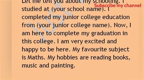 how to introduce yourself in college example