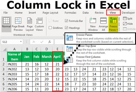 how to lock an excel column