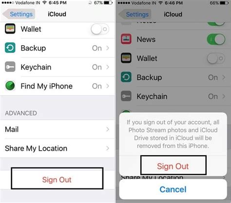 how to logout icloud from iphone