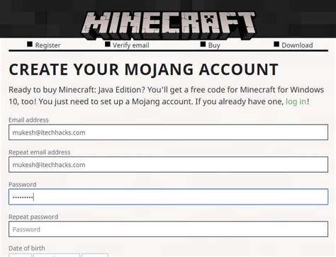 how to make account in minecraft pc