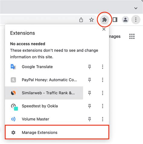 how to manage extension in chrome