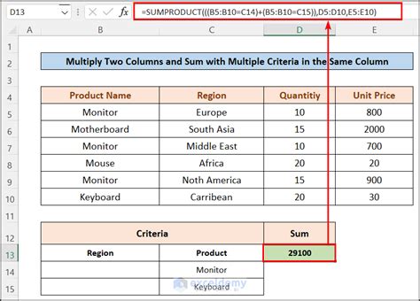 how to multiply a sum in excel