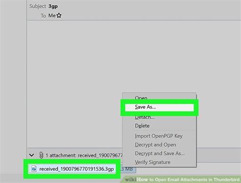 how to open attachments in thunderbird