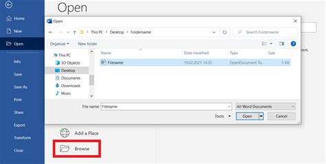 how to open odt in word