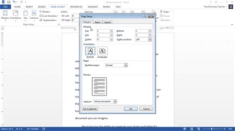 how to open page setup in word