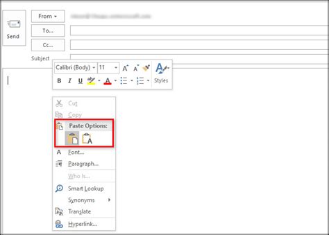 how to paste photo in email