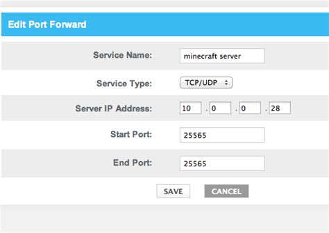how to port forward minecraft server