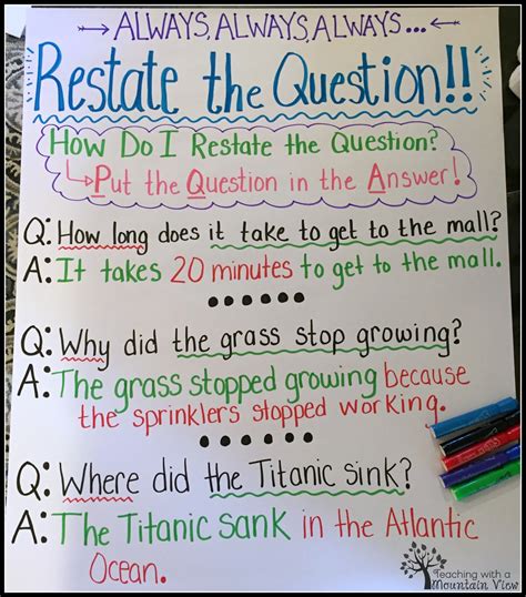 How To Practice Restating The Question Teaching Heart Restating Questions Worksheet - Restating Questions Worksheet
